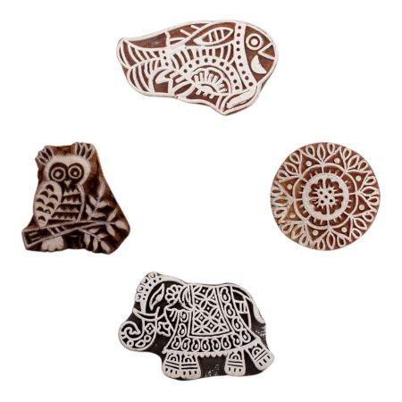 Set of 4 Piece New Mix Wooden Printing Block